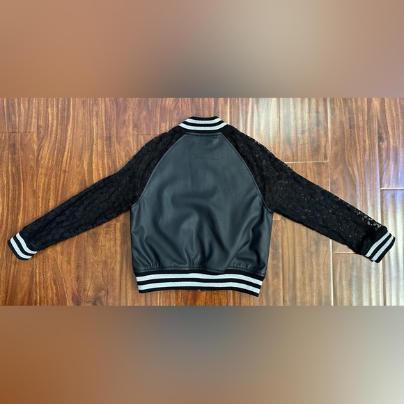 Nowadays | Lace & faux leather bomber jacket | size S | black & silver - Picture 7 of 7